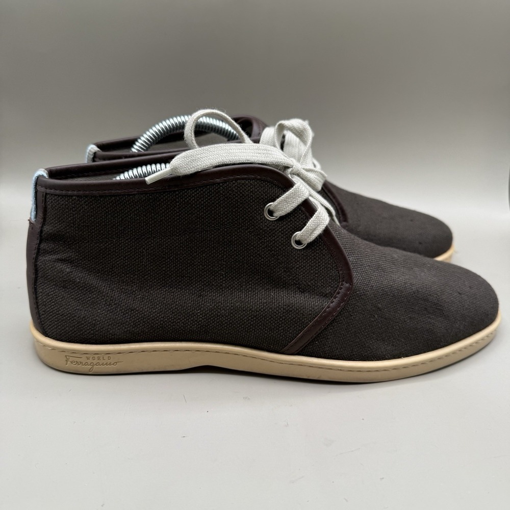 Salvatore Ferragamo Mens Shoes Canvas Sneakers Size 7 Italy - Picture 2 of 7